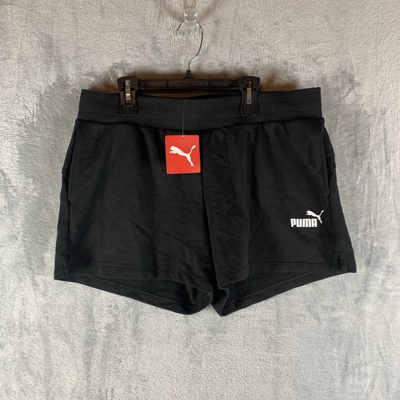 Puma Womens L Sweat Shorts Black High Rise Lounge‎ Gym 4 in NWT - Picture 1 of 10